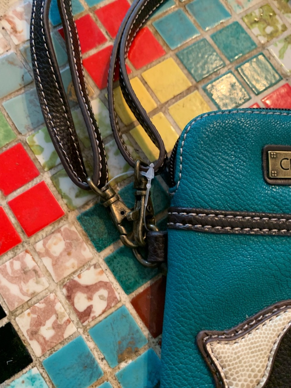 Chala Teal Convertible Crossbody with Flower Charm - Picture 6 of 11